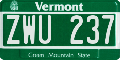 VT license plate ZWU237