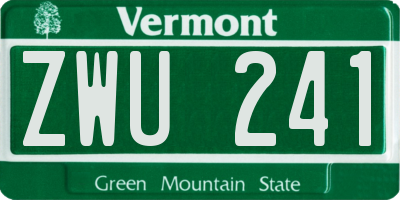 VT license plate ZWU241
