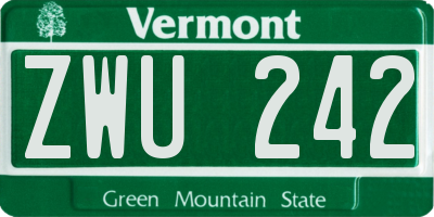 VT license plate ZWU242