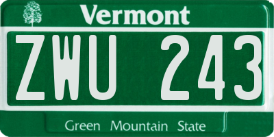 VT license plate ZWU243