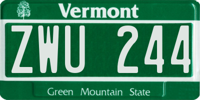 VT license plate ZWU244