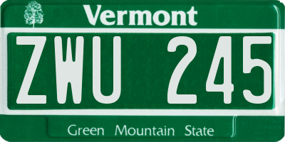 VT license plate ZWU245