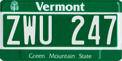 VT license plate ZWU247