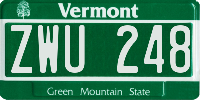 VT license plate ZWU248