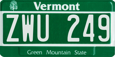 VT license plate ZWU249