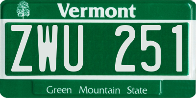 VT license plate ZWU251