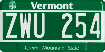 VT license plate ZWU254