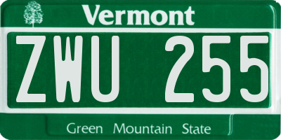 VT license plate ZWU255