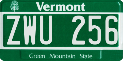 VT license plate ZWU256
