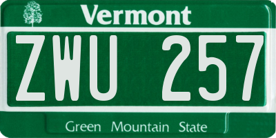 VT license plate ZWU257