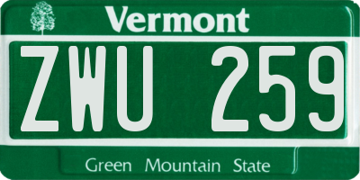 VT license plate ZWU259