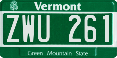 VT license plate ZWU261