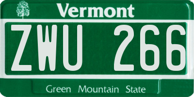 VT license plate ZWU266