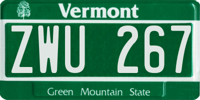 VT license plate ZWU267