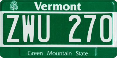 VT license plate ZWU270