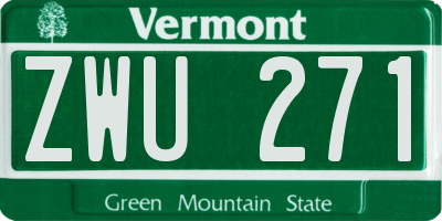 VT license plate ZWU271
