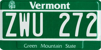 VT license plate ZWU272