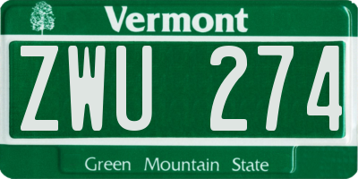 VT license plate ZWU274