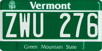VT license plate ZWU276