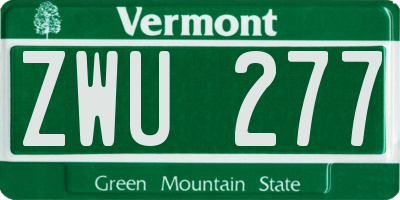 VT license plate ZWU277