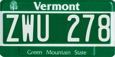 VT license plate ZWU278