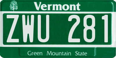 VT license plate ZWU281