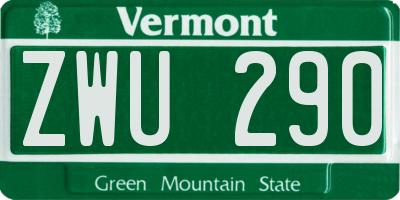 VT license plate ZWU290