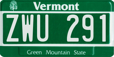 VT license plate ZWU291