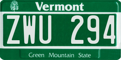 VT license plate ZWU294