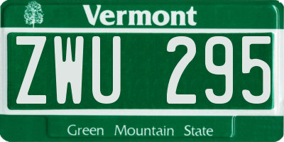 VT license plate ZWU295