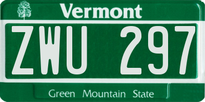 VT license plate ZWU297