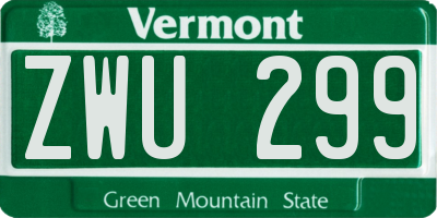 VT license plate ZWU299