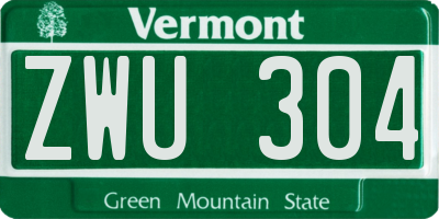 VT license plate ZWU304