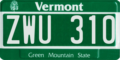 VT license plate ZWU310