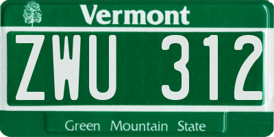 VT license plate ZWU312