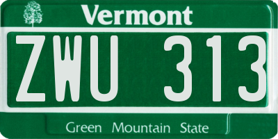 VT license plate ZWU313