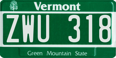 VT license plate ZWU318