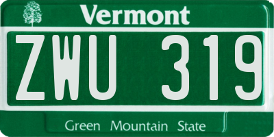 VT license plate ZWU319