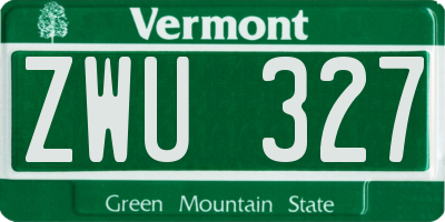 VT license plate ZWU327