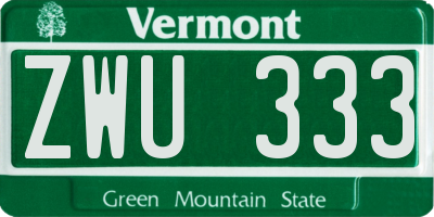 VT license plate ZWU333