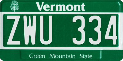 VT license plate ZWU334
