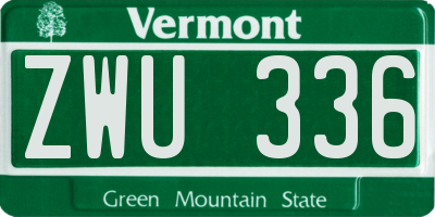 VT license plate ZWU336