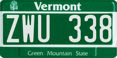 VT license plate ZWU338