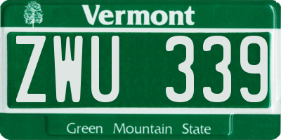 VT license plate ZWU339