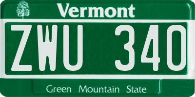 VT license plate ZWU340