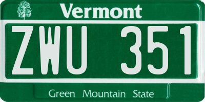 VT license plate ZWU351