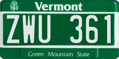 VT license plate ZWU361
