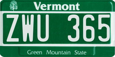 VT license plate ZWU365