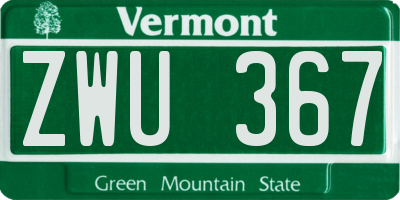 VT license plate ZWU367