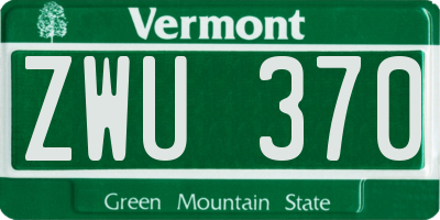 VT license plate ZWU370
